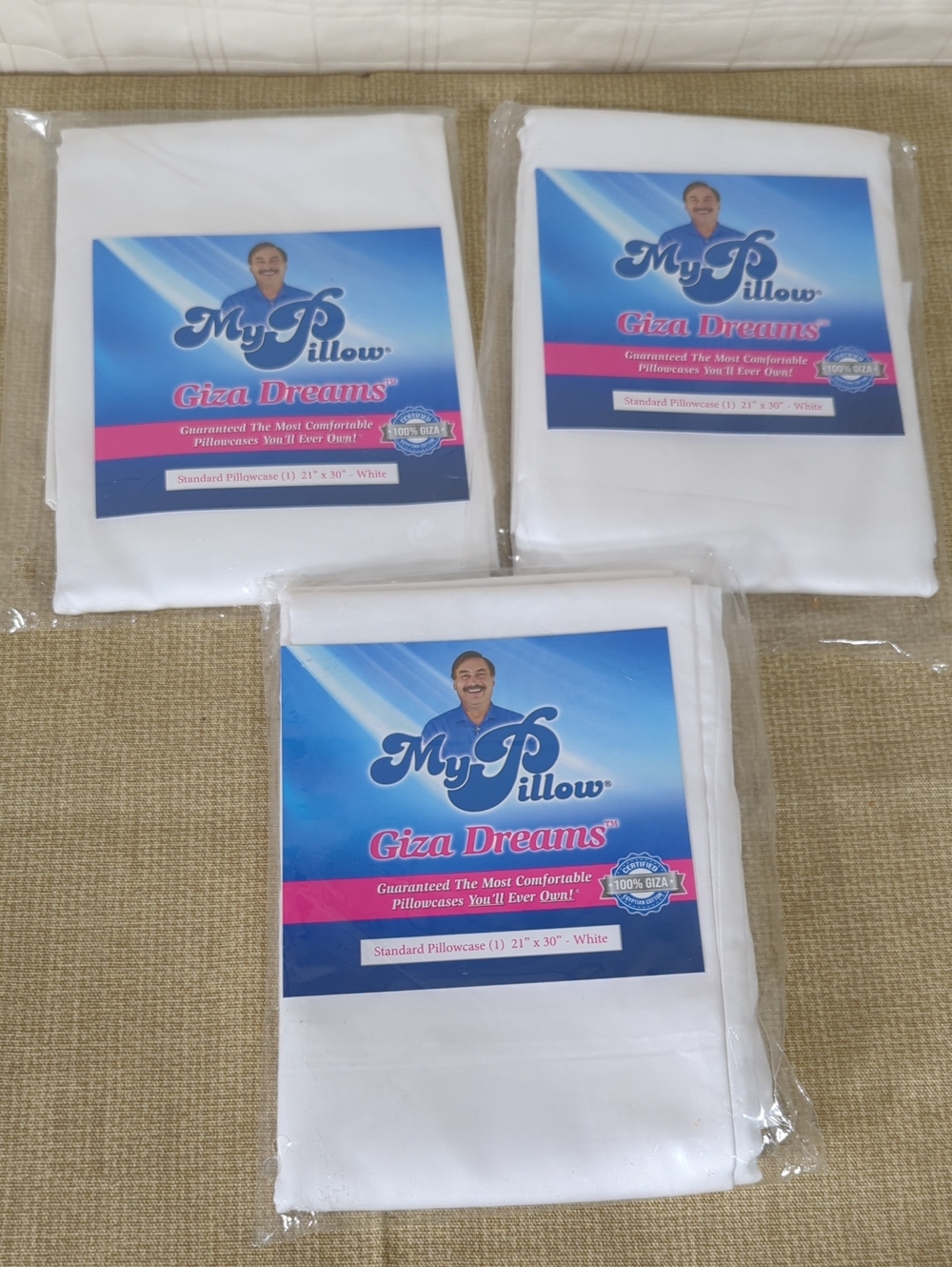 My Pillow Giza Dreams White Standard Pillowcase Set Of 3 (21" x 30")